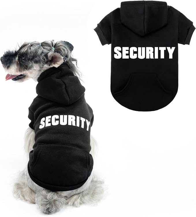 Security Dog Hoodies,Soft & Warm Dog Sweatshirt,Medium | Halloween Dogs Costume Winter Autumn Fleece Pet Clothes Hooded with Pocket for Puppy,Cat, Small Medium Large Dogs