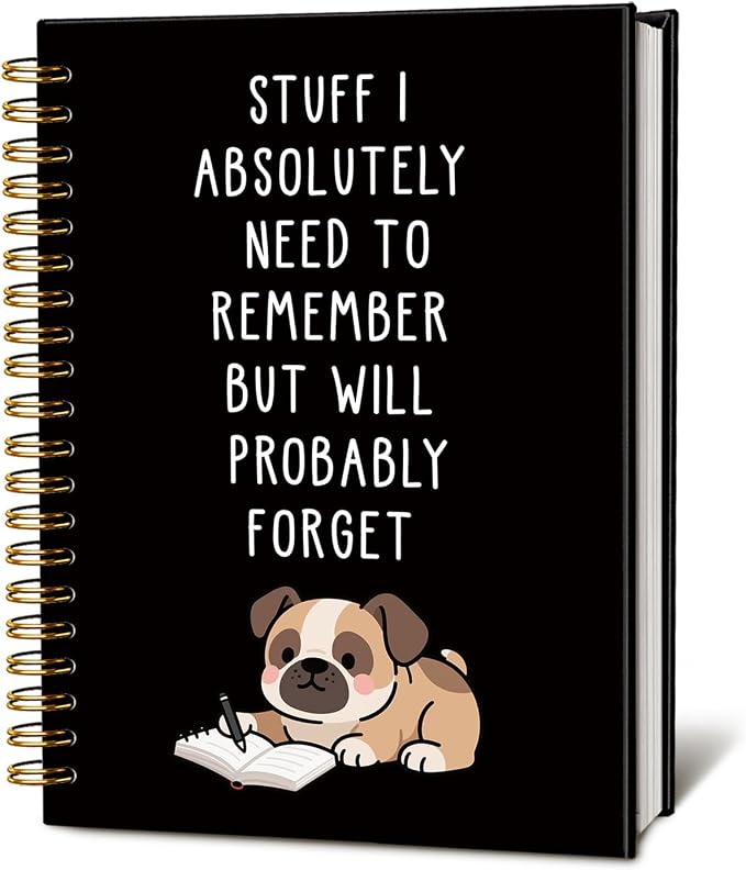 LIANGW Funny Boxer Dog Notebook Journal Gifts for Women & Men | Gifts for Boxer Dog Lovers Notebooks, Funny Gifts for Coworkers, Black Hardcover Spiral Notebook 5.5x8.3 Inch