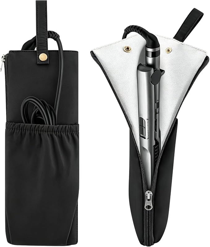 2-in-1 Hot Tools Travel Bag, Heat Resistant Holder & Mat for Hot Tools | Hair Straighteners Curling Iron Flat Iron Hair Tool & Hot Tools Bag