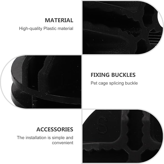 FOMIYES Pet Cage Buckles 12Pcs Plastic Connectors for Dog Playpen Panels Portable Black Clips for DIY Wire Grid Assembly and Home Storage