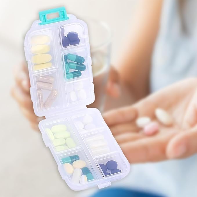 2PCS 7-Day Pill Organizer with Labels – Travel Pill Case, Daily Medication Organizer | Compact & Secure | Fits in Pocket/Purse (3.7” x 2.4”)
