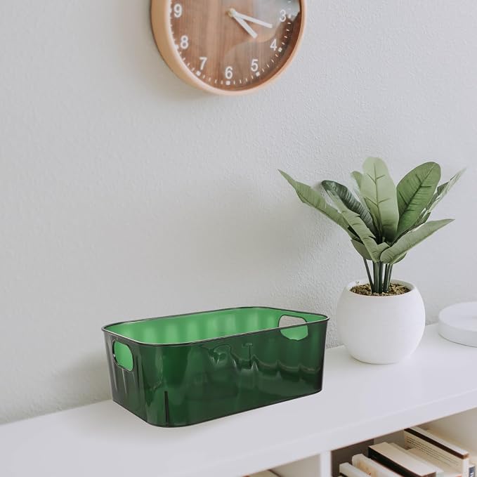 FENICAL Green Small Pet Organizer Storage for Makeup Basket Desk, Storing Top Organizer Bin Office Tools and Stationery, Dresser for Cosmetics and Skincare