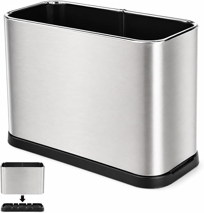 FHTONGE Stainless Steel Cat Litter Scoop Holder for Most Pet Poop Shovels | Detachable Easy Clean Metal Cat Scooper Caddy, Universal Pet Pooper Stand Trash Can Container,Kitten Waste Scoops Storage Box