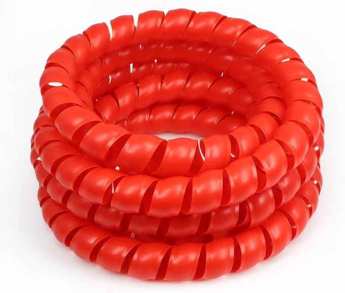 3/8" Spiral Cable Wrap, Plastic Wire Wrap Cord Protectors from Pets No Chew, Spiral Cable Management Sleeve Organizer for Computer Electrical Hydraulic Hose Protector (Red, 10ft)