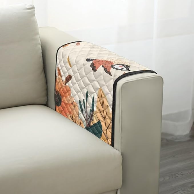 Sofa Arm Covers Stretch Armrest Covers Washable Couch Arm Cover Stains Resistant Recliner Armchair Cover Anti-Slip Armrest Slipcovers Furniture Protector Bird