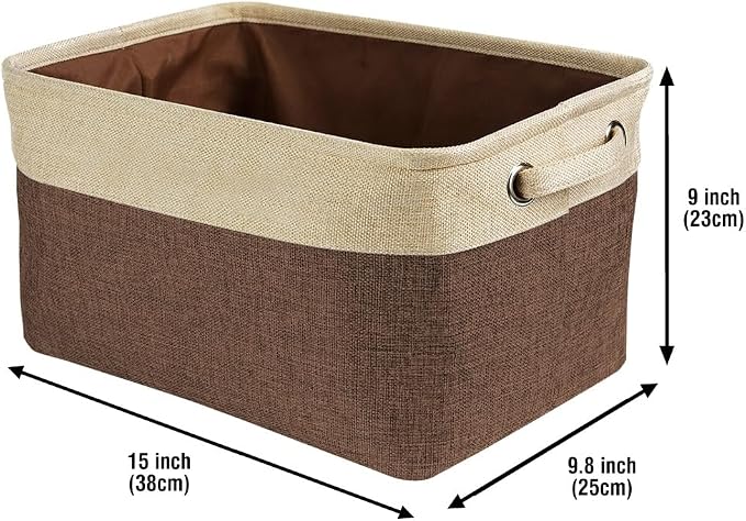 Personalized Fabric Dog Toy Storage Basket with Lovely Dog French Bulldog Collapsible Sturdy Fabric Pet Toys Storage Bin Cube with Handles for Organizing, Brown and White