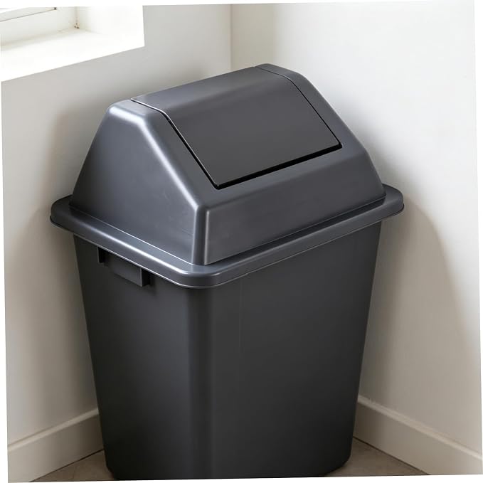 Liter Plastic Trash Bin Replacement Lid for Commercial Trash Bins and Garbage Containers, Rectangle Flip Top Cover with Easy Removal and Cleaning, for Office and Pet Food Storage