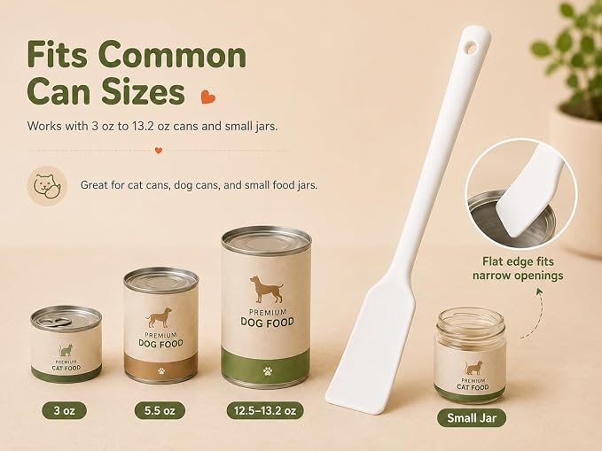 Meow&Woof Cat Wet Food Spoon, Mini Spatula for Pet Canned Food, BPA Free Silicone Can Spoons for Animal Feeding, Small Jars Spatulas, Easy Clean Scraper for Dog Food Cans-White