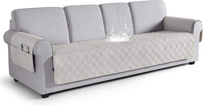 VANSOFY Waterproof Oversized Couch Cover for Pets, Off White, 78.7" | Non-Slip, Washable, Utility Pockets, Pet Friendly, Furniture Protector Slipcover for 4 Cushion Couch