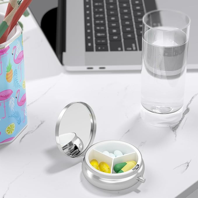 Pill Box, Small Pill Case for Purse & Pocket, Travel Medicine Organizer | Cute Travel Medicine Organizer, Portable Medicine Container Holder to Hold Vitamins, Medication, Fish Oil & Supplement