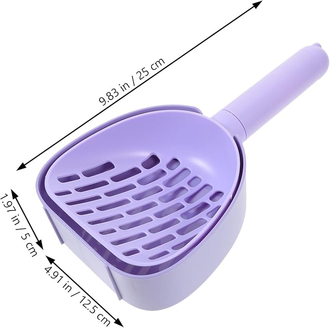 Portable Cat Litter Scoop and Sifter with Wall-Mounted Holder, Reusable Purple Shovel for Home Pet Supplies, Convenient Cleaning Tool for Cats and Dogs