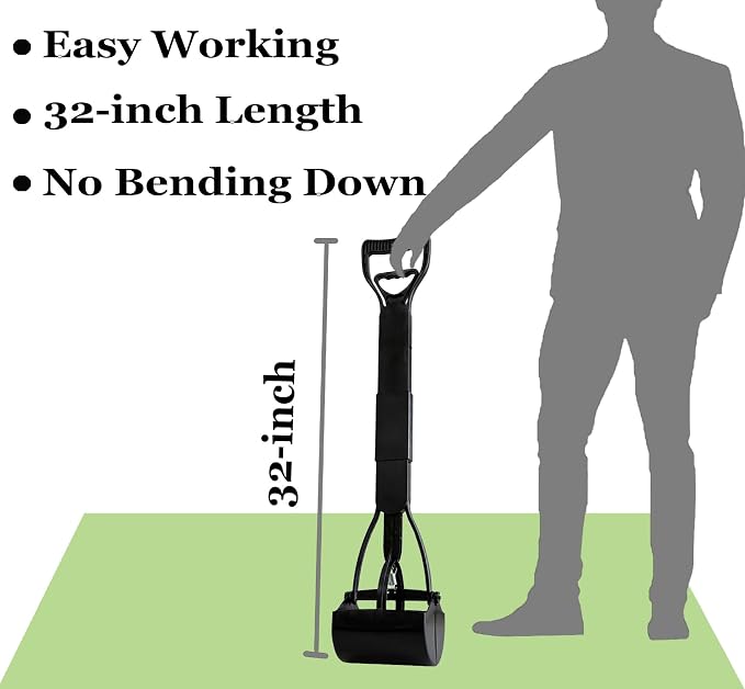 ienjoyed 2-Pack Pooper Scooper for Large Small Dogs Heavy Duty, 32" Long Handle Poop Scoop for Yard, Grass, Gravel, Dog Poop Grabber with High Strength Material