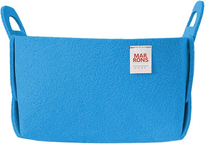 Collapsible Felt LIGHTBLUE Storage Bin Small 7.1"x5.1"x5.1" – Foldable Basket with Handles for Closet, Storage, Laundry Room Organization, Decorative Storage Baskets for Shelves, Nursery