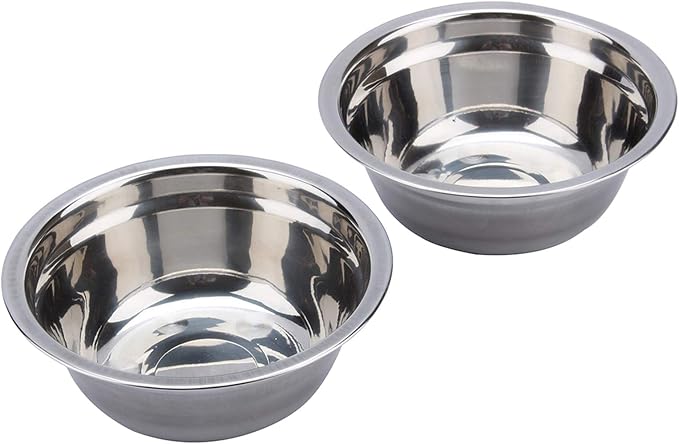 Dog & Cat Bowl Stand with 2 Stainless Steel Bowls, 3.4 Inch Fixed Height | Elevated Dog Bowls for Small Dogs and Cats, Removable Food and Water Bowl Set