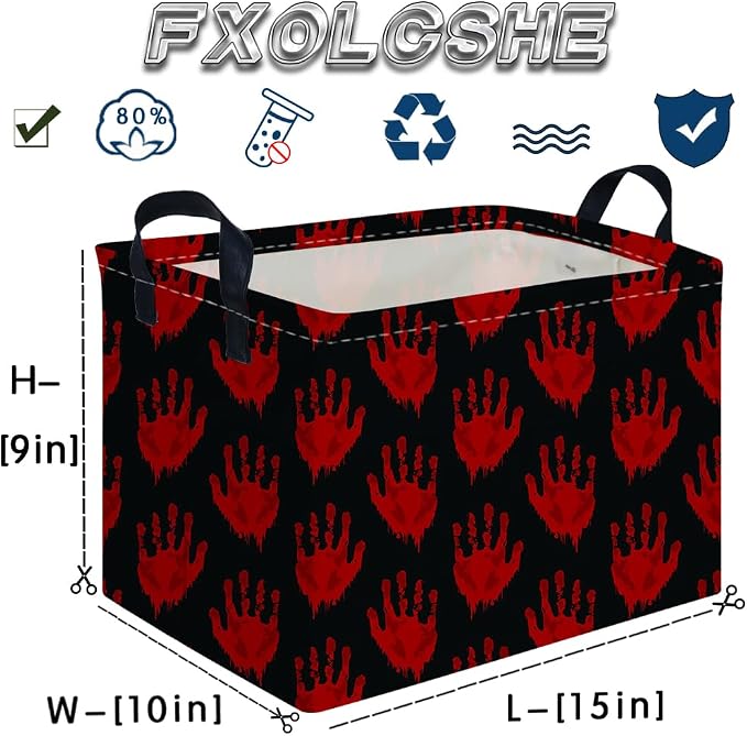 Halloween Ghost thriller basket,Empty Halloween basket,Horror and thriller decor,Trick or Treat Box for Boys and Girls,Horror decor(Handprint)