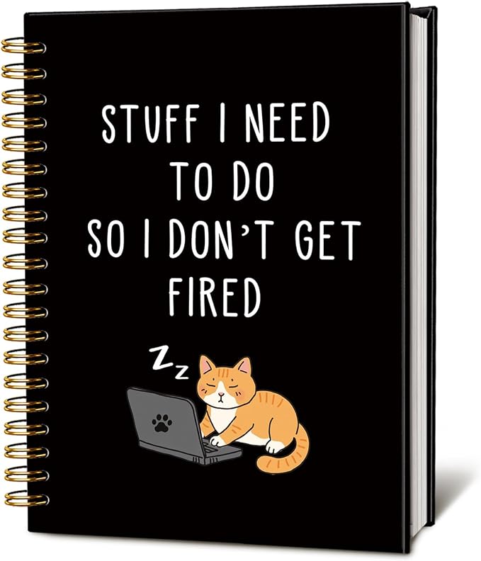 Cat Notebook Journal, Funny Notebooks for Work, New Job Gift | Stuff I Need To Do So I Don't Get Fired Notebook, Goodbye Gift for Coworker Leaving, Funny Gag Gift for Coworkers 5.5x8.3In