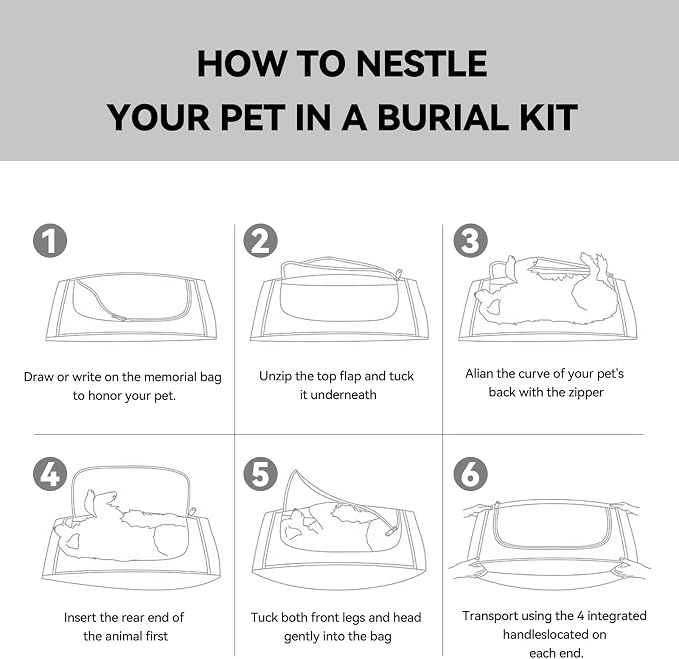Pet Burial Bag for Dogs,Cats,Large Pets up to 80lb, Pet Casket Box(Gray, L) | Pet Caskets or Burial Boxes Alternative, Eco-Conscious Pet Body Bag with Handle & Custom Memorial Surface, Leakproof
