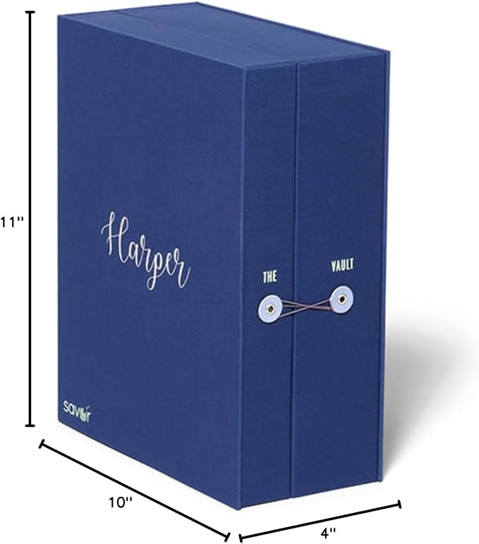 Savor | Pet Memorial Box for Dog, Cat, and Other Pets | Personalizable Pet Loss Sympathy Gift and Keepsake Box for Vet Records, Tags, Collars, Toys | Mother’s Day Gift for Moms (Blue, Harper Style)