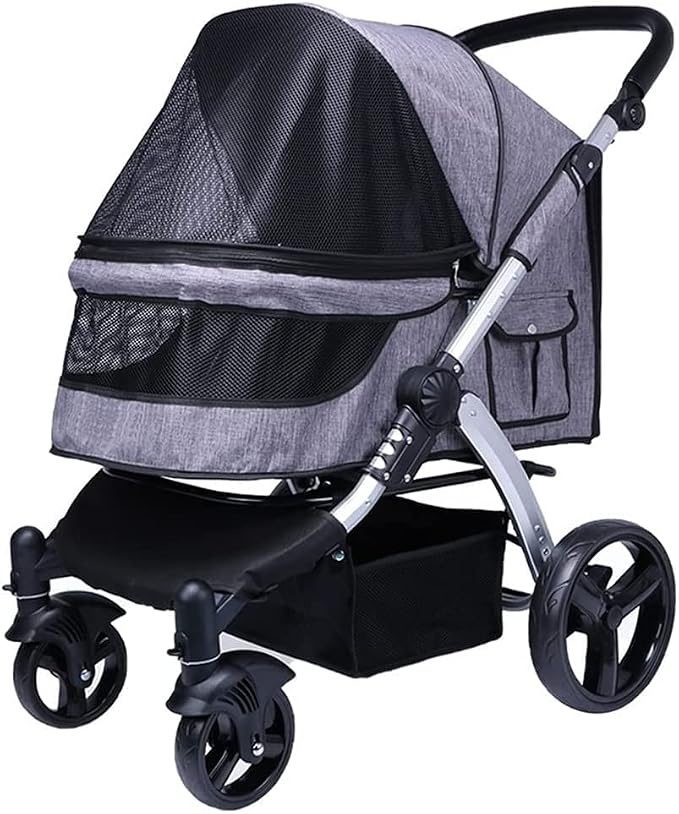 Large Pet Pram Dog Strollers Travel Carriage Stroller Carrier Cat Stroller Breathable 600d Oxford Cloth (Grey A) ()