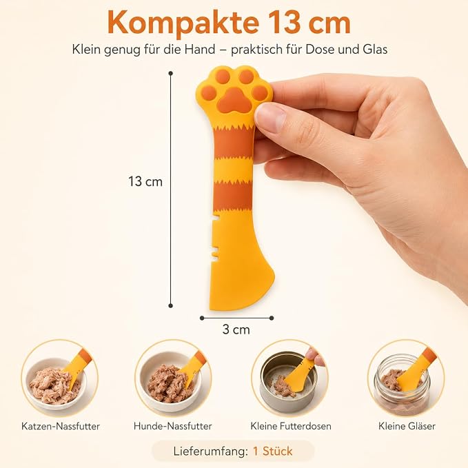 Meow&Woof Cat Wet Food Spoon, Mini Spatula for Pet Canned Food, BPA Free Can Spoons for Animal Feeding, Small Jars Spatulas, Easy Clean Scraper for Dog Food Cans 1 Pack