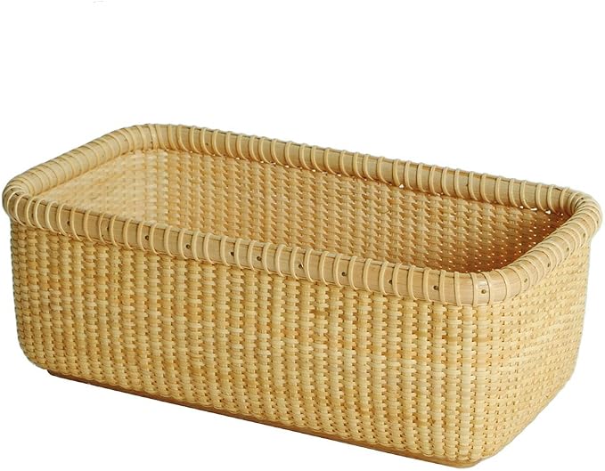 Basket Natural Rattan Wooden Storage Box -Cane-on-cane weave Nantucket Basket– Cabinet and Shelf Basket Organizer with - Multi-Purpose Organizer | Cane-on-cane weave, Nantucket Basket, Cabinet and Shelf Organizer, Multi-Purpose Organizer