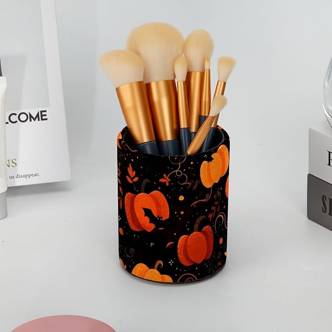 Halloween Pumpkin Pen Holder, Pencil Cup Marker Brush Holder Desk Storage Case, Desktop Organizer for School Office Home Supplies