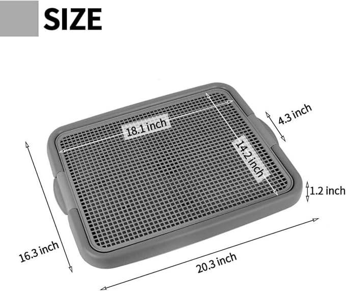 UPIT Puppy Potty Tray with Mesh – Dog Pee Pad Holder for Small Dogs & Puppies, Indoor Dog Potty Training Toilet, Plastic Leak-Proof Dog Potty Tray (Small - 20 x 16 in)