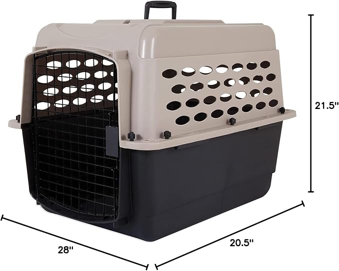 Petmate Vari Dog Kennel, Portable Pet Carrier, Taupe and Black, 28in | Airline Friendly and Made of Durable Plastic, This Pet Crate Works Great for Home and Travel