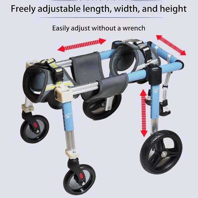 Pet Mobility Support 4 Wheel Full Support Dog Wheelchair Adjustable Pet Wheelchair Dog Leg Support Cart for Arthritis Relief for Hind Leg Support & Rehabilitation