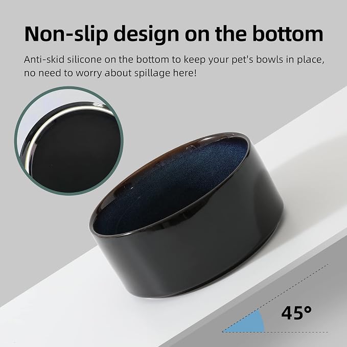 Havniva Cat Bowls Set of Two, 6.1” Ceramic Cat Food Bowls, Cat Water Bowl | Cat Food and Water Bowl Set, Non-Slip Base, Food-Grade Ceramic, Wide Opening, Dishwasher Safe, Pet Bowls Whisker Friendly