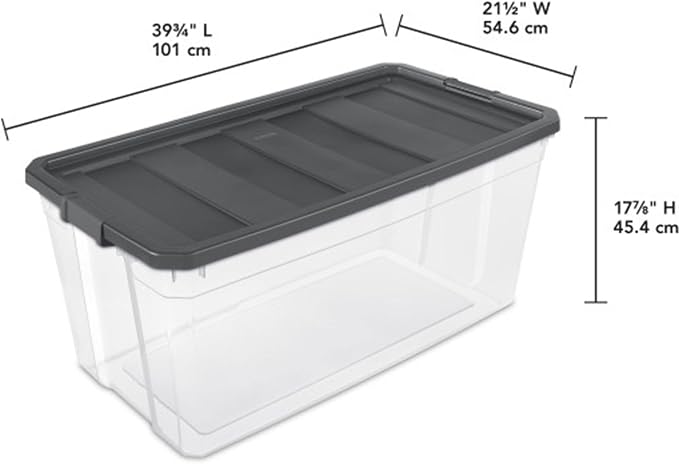 Sterilite Modular Stacker Box with Latching Lid, 200 Quart, 3-Pack | Clear Plastic Storage Bins - Stackable Organizing Container Boxes for Closet, Bathroom, and Office