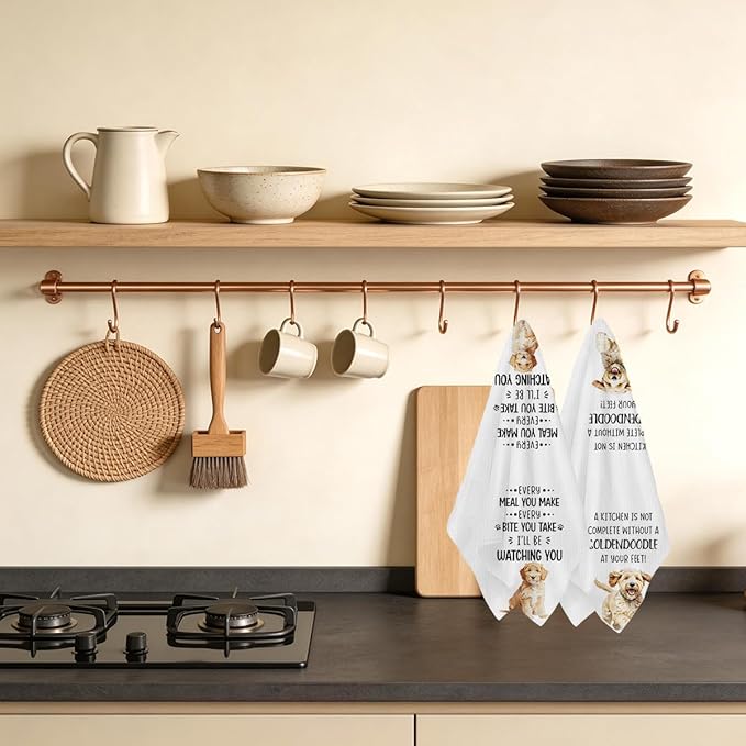 2PCs Goldendoodle Dog Kitchen Towels, Goldendoodle Gifts Hand Towels, Gifts for Golden Doodle Lovers Dish Towel Dishcloths Tea Towel for Kitchen Bathroom Decor, Gift for Women Mom, 14x24 Inch