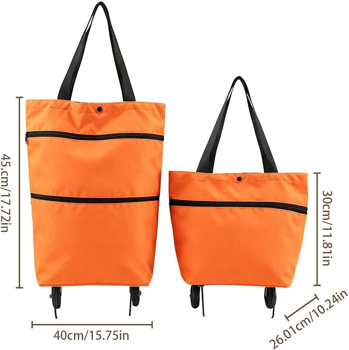 2-in-1 Folding Shopping Cart with Wheels Heavy Duty Hand Truck | Grocery Bag with Wheels for Market Travel Apartment Commuting Cabinet Picnic Camping Car Truck Laundry Pet Storage