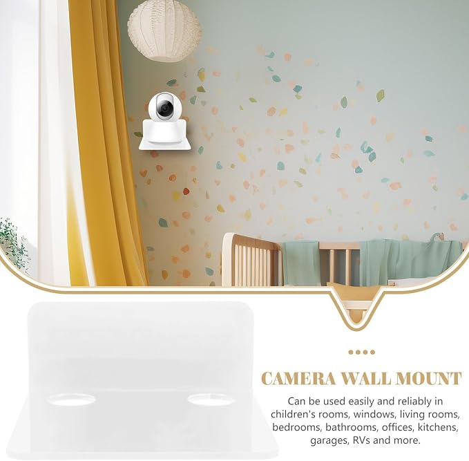 HOMSFOU 3pcs Monitor Wall Bracket Floating Shelf Storage Holder for Security Cameras Easy Install No Drill for Rooms Living Rooms and More