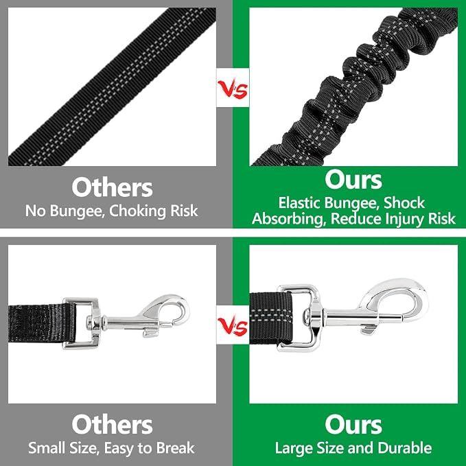 Plutus Pet Dog Seat Belt for Car Headrest, Reflective with Elastic Bungee | Adjustable Restraint for Safety, Vehicle Seatbelt Harness for Small Medium Large Dogs and Cats, Ranger Green