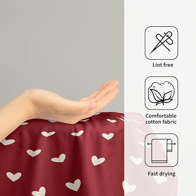 Giwawa Red Love Hearts Hand Towel Set of 2 Happy Valentine's Day Towel Romantic Symbol of Love Face Towel Quick Drying Soft Dish Wash Cloth for Bathroom Holiday Guest Wedding