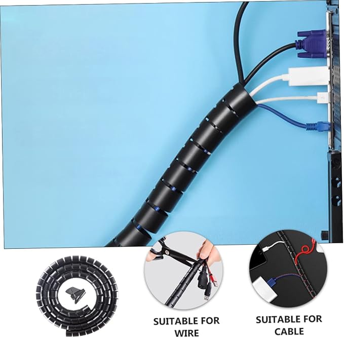 NUOBESTY 1 Set Cable Sleeve Spiral Wire Wrap Organizer for Pets Durable Pe Material Easy to Install Prevents Chewing for Cable Management