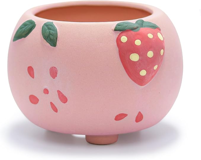 Ceramic Strawberry Shaped Pen Pencil Holder for Desk Decoration Accessories Strawberry Decor Makeup Brush Pen Cups Succulent Plant Pot Office School Ideal Gifts for Women, Mom or Birthdays (red)