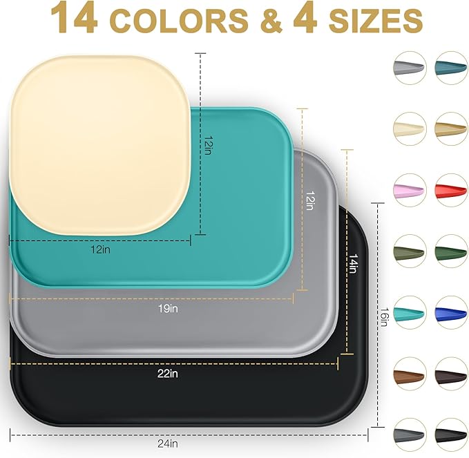 SMILOOL Silicone Pet Feeding Mat with Raised Edge for Food and Water, Dog Bowl Mats, Cat Bowls Placemat with High Lip for Floor Waterproof, Rubber Tray for Cats and Dogs 24 x 16 x0.8 Light Pink