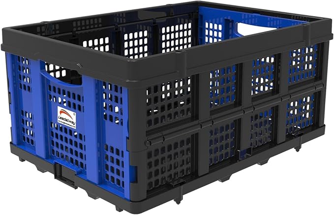 LEADALLWAY 50L Collapsible Plastic Storage Basket Specially Designed Brand Assembly Feasible Multiple Carts and Shopping Cart Foldable Storage Bin Organizer 110LBS,1Pack | Specially Designed Brand Assembly Feasible Multiple Carts and Shopping Cart Fold...