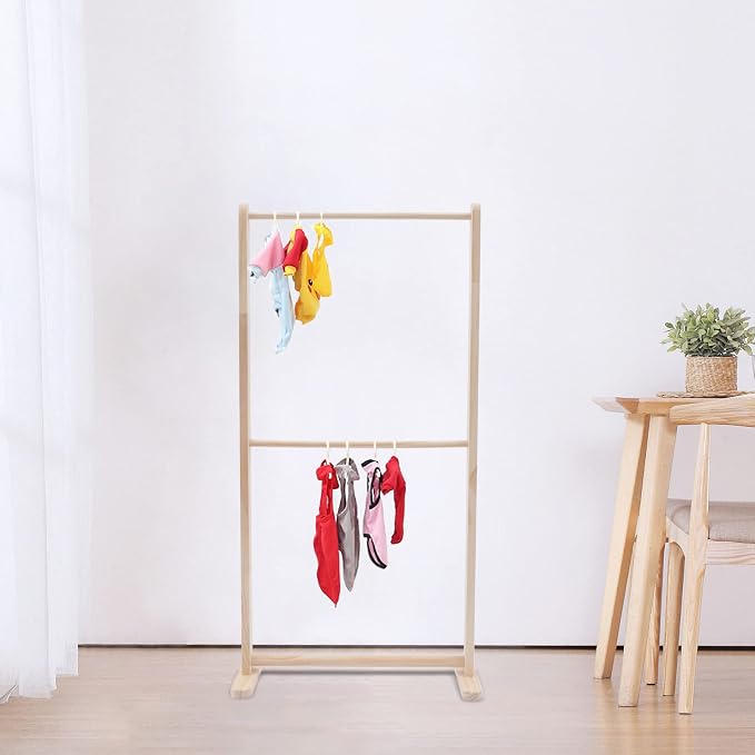 Pet Clothing Display Stand,2 Tier Wood Practical Pet Closet,Dog Garment Rack,Pet Closet Organizer for Small Dogs,Modern Pet Furniture for Pet Apparel & Accessories
