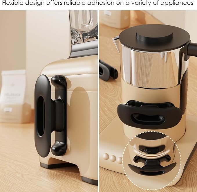 6 Pack Cord Organizer for Kitchen Appliances, Black | Upgraded Stackable Silicone Adhesive Cable Management Wrap Holder, for Mixer Blender Air Fryer Pressure Cooker Coffee Maker