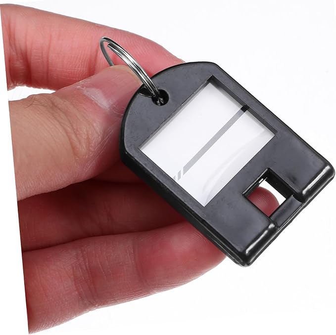 TEHAUX 50pcs Key Tags Split Rings for Easy Identification and Organization Portable Luggage Labels for Home Office and Travel Use