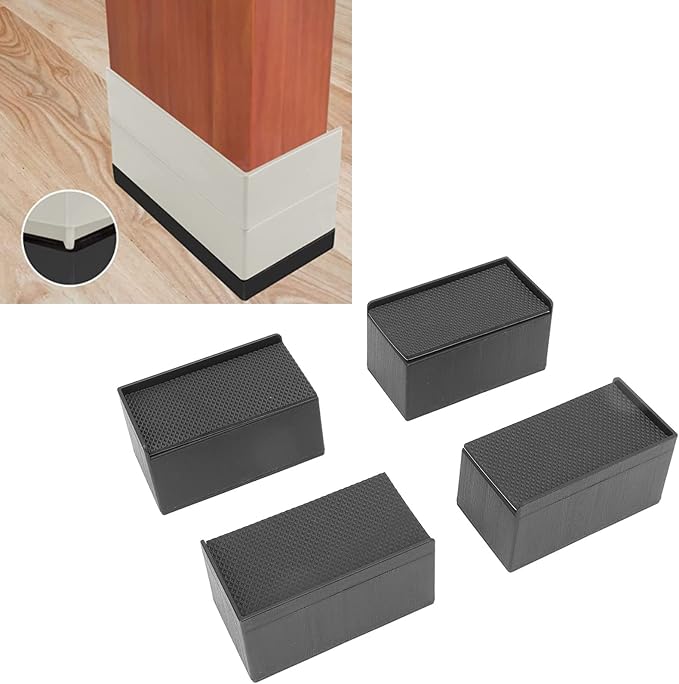 L Shape Rectangular Stackable Furniture Risers, Rubber, Anti Slip, Child Safe, Adjustable Height for Sofa Bed Desk Cabinet, Extra Storage & Robot Vacuum
