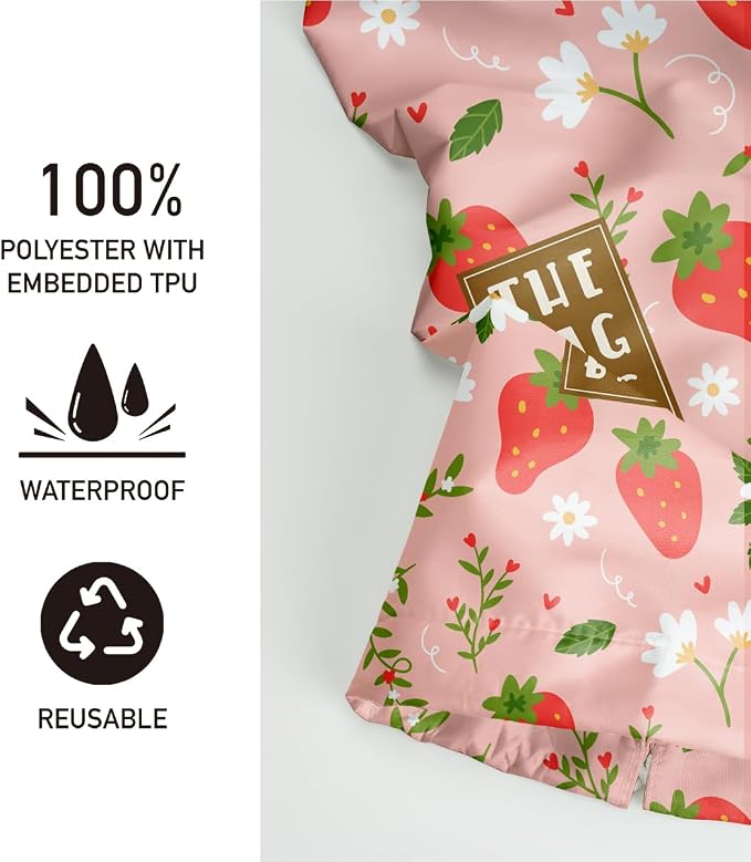 Plastic Bag Holder,Reusable And Washable Country Style Grocery Bag organizer,For Home Kitchen Travelling Camping Decor, use 1 Pack,Red strawberry Pattern