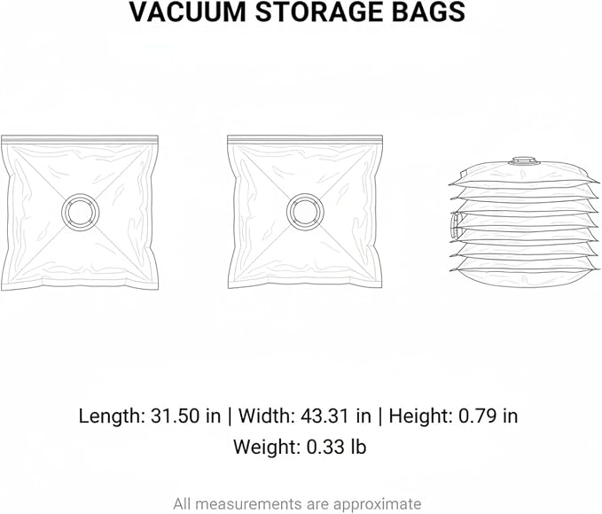 Vacuum Storage Bags for Clothes and Bedding, Clear Space Saver Bags with Valve, Reusable Compression Organizer (1 Pack)