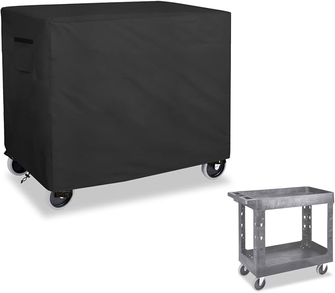 Bitubi Service Cart Cover for 500-Pound Capacity Service Utility Cart,Heavy Duty Waterproof Utility Cart Cover - 35''L x 18.5''W x 31''H(Black)