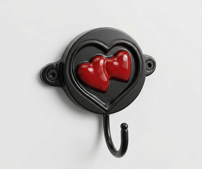 Aluminium Heart Print Wall Hook for Entryway, Bedroom & Bathroom | Decorative Heavy Duty Wall Mounted Coat Hook for Keys, Hats, Towels, Bags & Home Décor Organizer