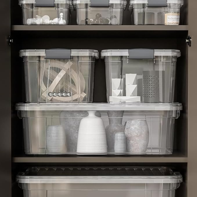 Superio 14.7 Quart Clear Plastic Storage Boxes with Lids, Stackable Organizer Containers, BPA-Free Storage Bins for Home, Office, School & Dorm, 5 Pack
