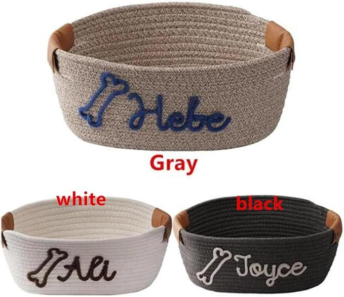 Customized Pet Toy Basket | Personalized Dog & Cat Name Bin | Pet Gift with Name Cotton Rope Design | Dog Toy Organizer & Cat Toy Storage | Large & Small Sizes Available